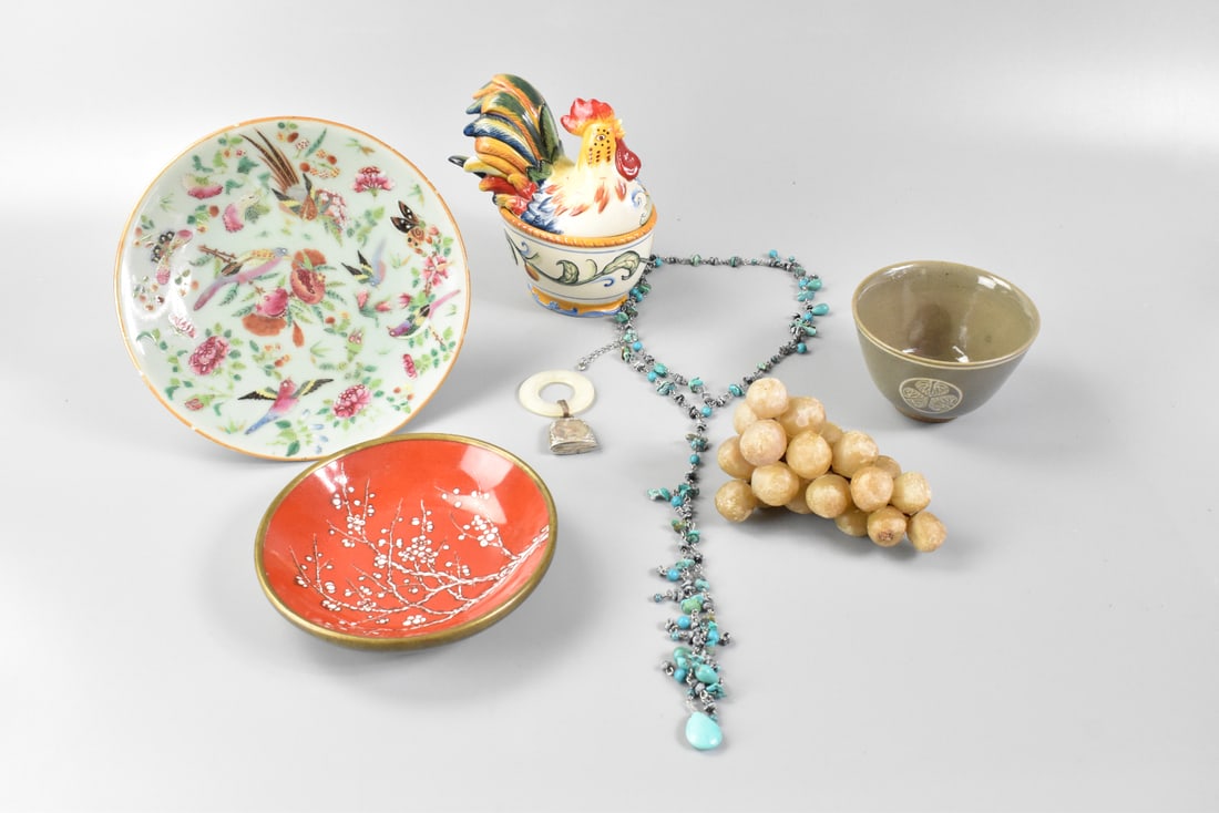 7 Items; Plates, Necklace, Sterling Silver Rattle (1 of 7)