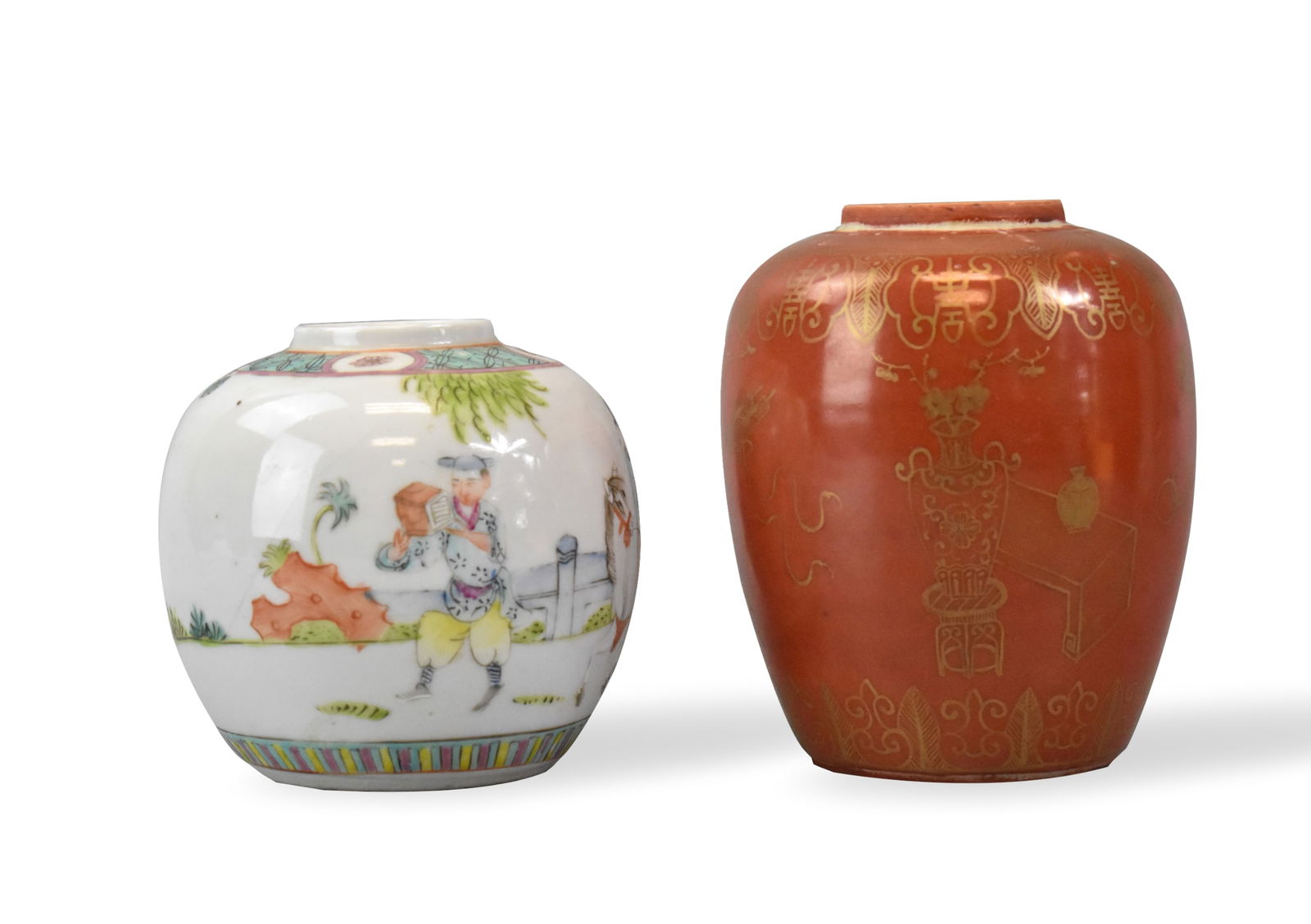 2 Chinese Jar, Famille rose & Gilt Iron Red, ROC P (1 of 8)