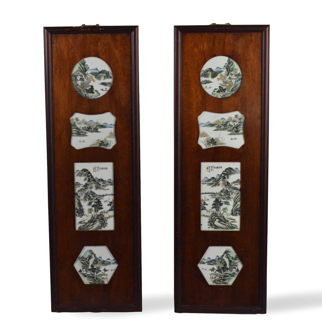 2 Sets Framed Qianjiang Enameled Plaque,ROC Period (1 of 5)