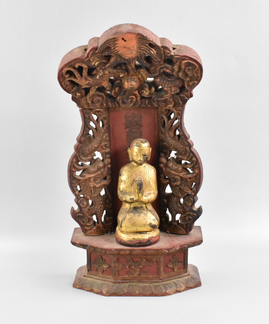 Chinese Gilt Lacquered Wood Shrine, Qing Dynasty (1 of 12)