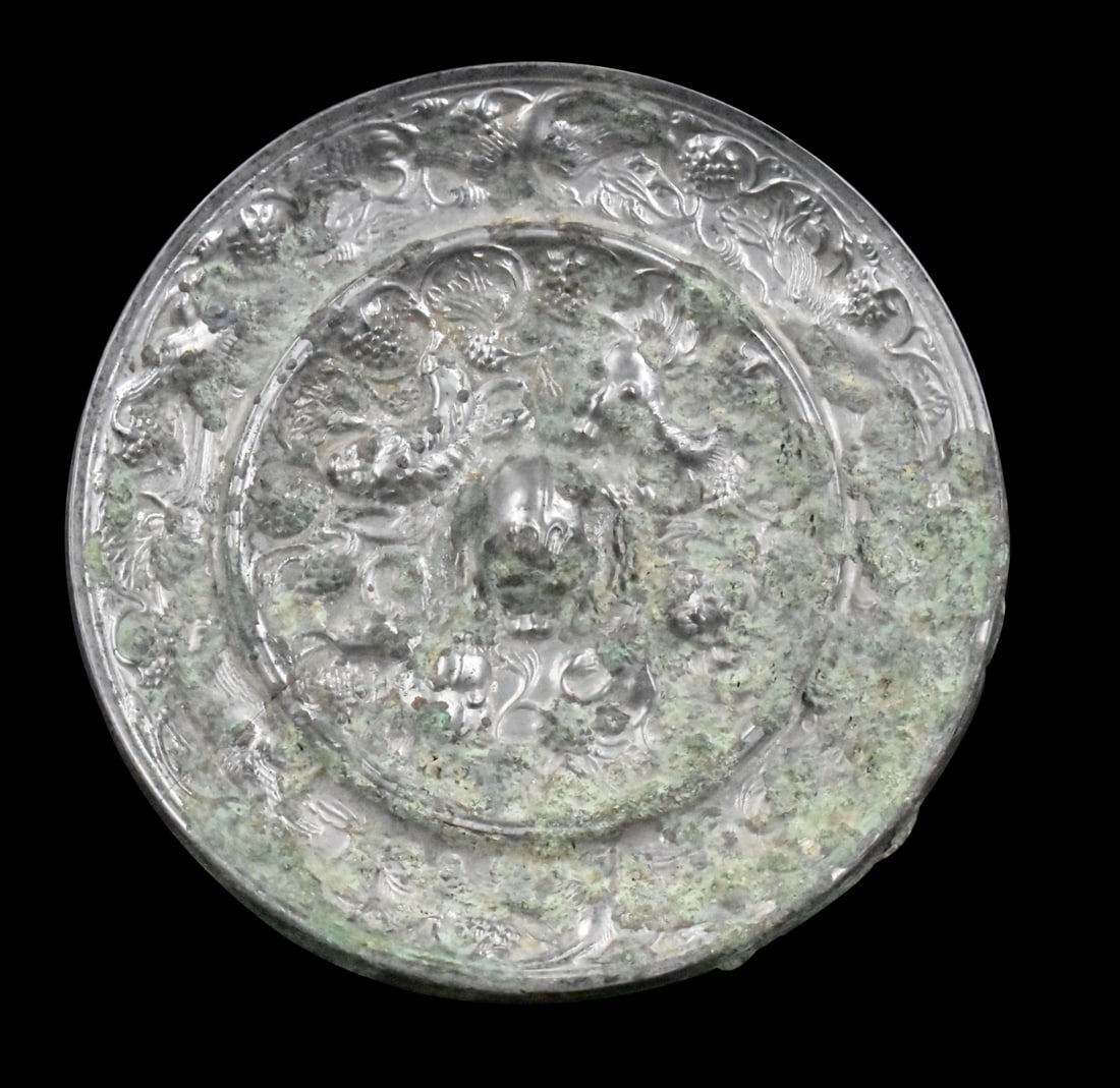 Chinese Bronze Mirror w/ Squirrel, Tang Dynasty (1 of 5)