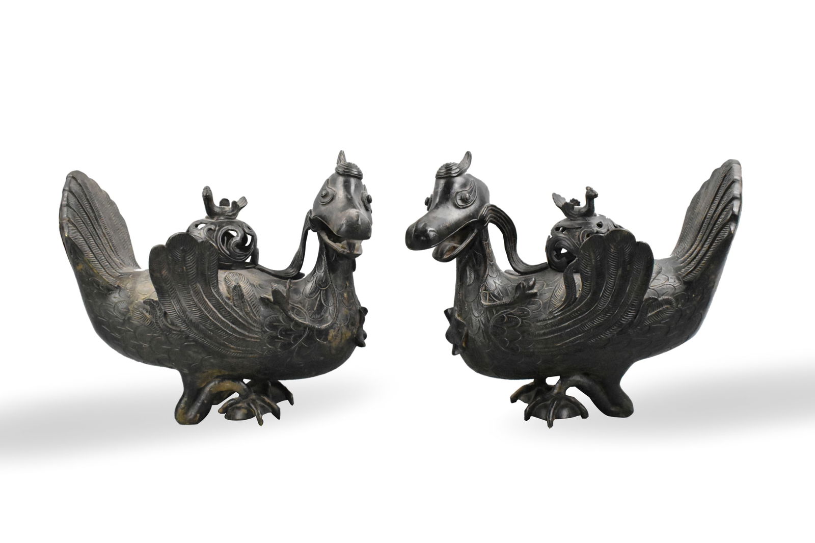 Pair of Chinese Bronze Duck Incense Burner, 18th C (1 of 7)