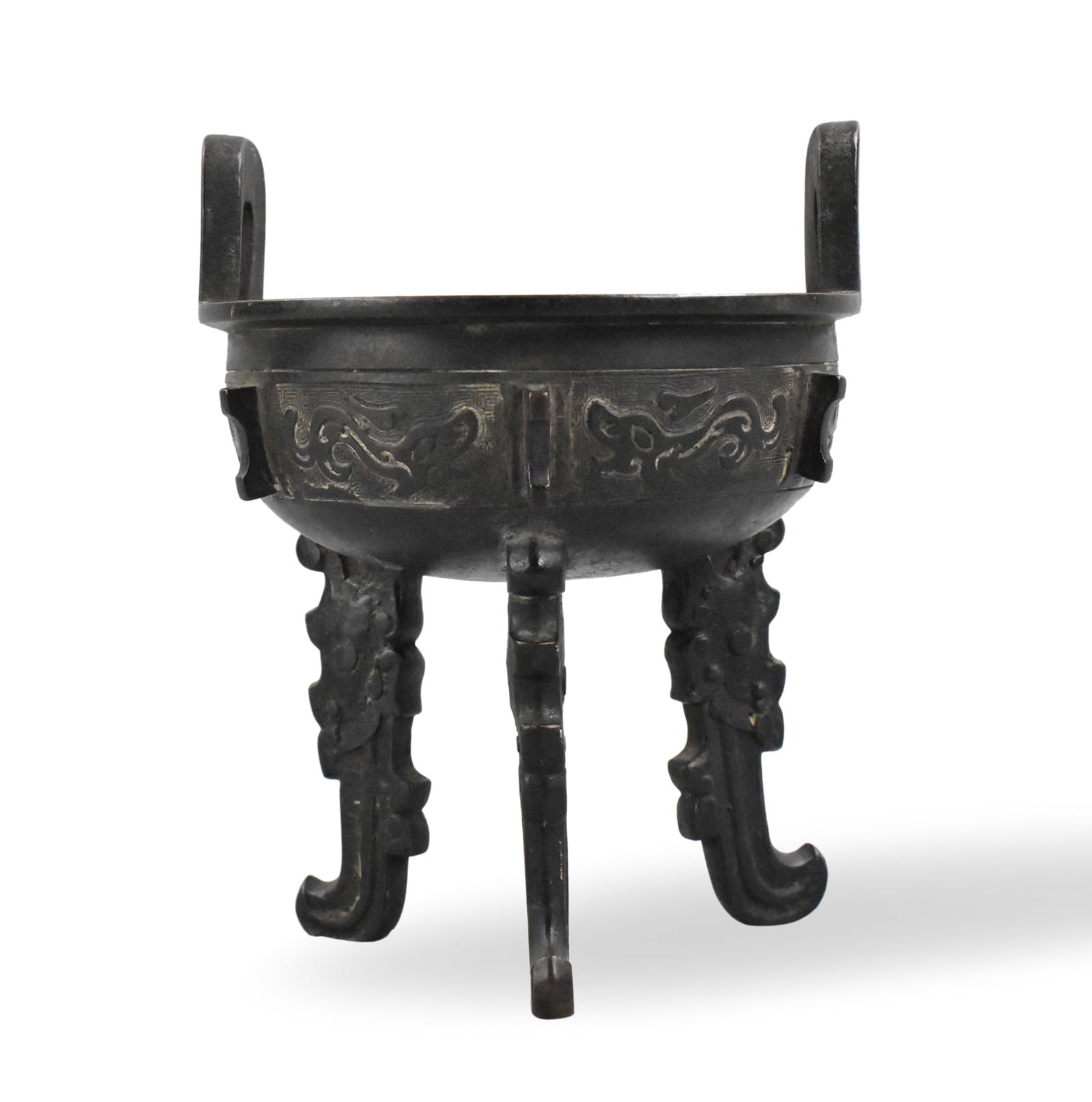 Chinese Bronze Tripod Ding Shaped Vessel, 19th C (1 of 8)