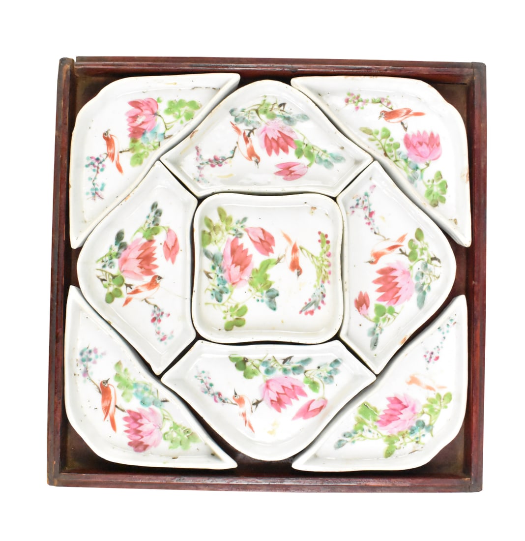 Chinese Qianjiang Sweatmeat Set w/ Birds, 19th C. (1 of 6)