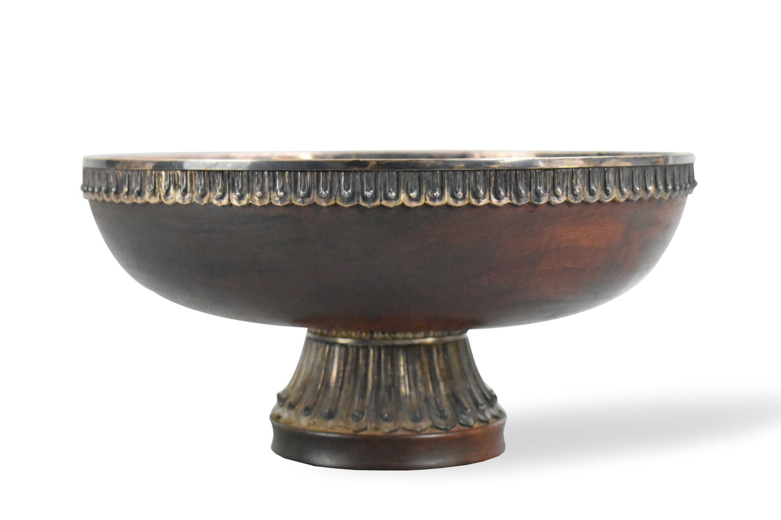 Chinese Wooden Stem Bowl w/ Silver Lining, 19th C. (1 of 7)