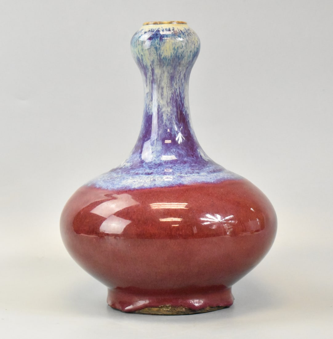 Chinese flambe Glazed Garlic Head Vase (1 of 16)