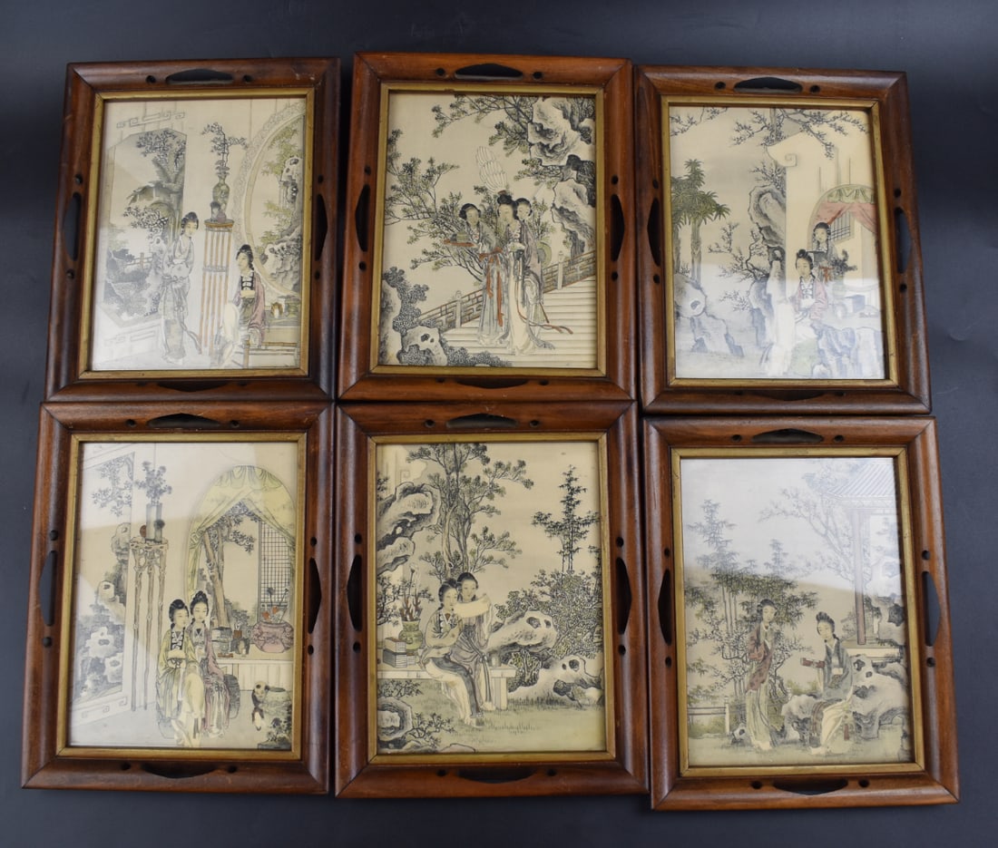 Group of 6 Chinese Framed Painting of Figure (1 of 10)