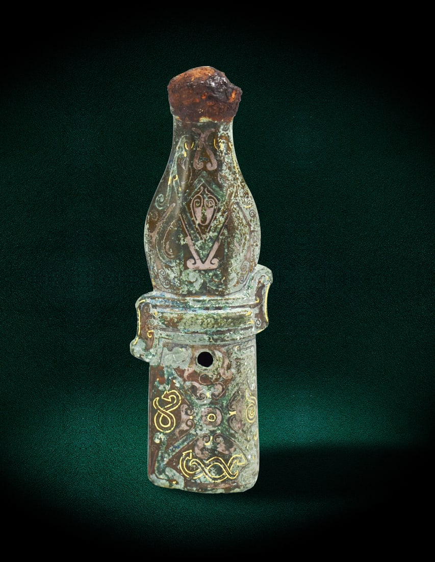 Chinese Bronze Ferrule w/ Gold & Silver Inlaid (1 of 7)