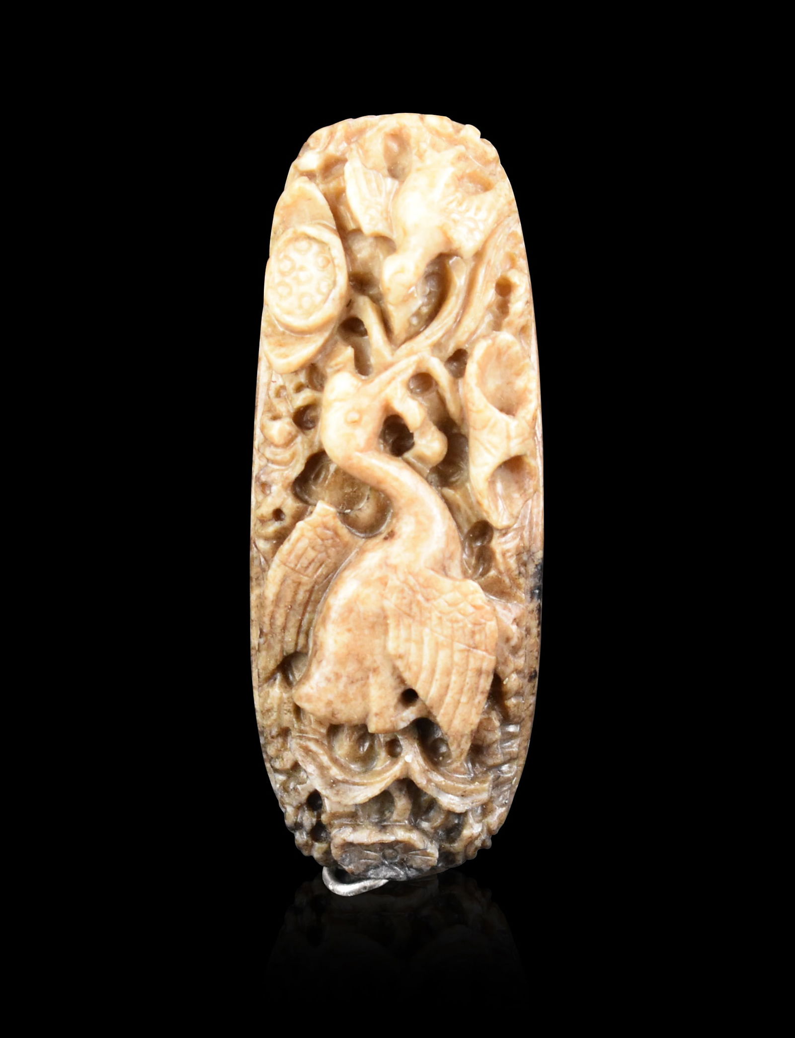 Chinese Grey Jade Carved Crane Plaque,Ming Dynasty (1 of 5)