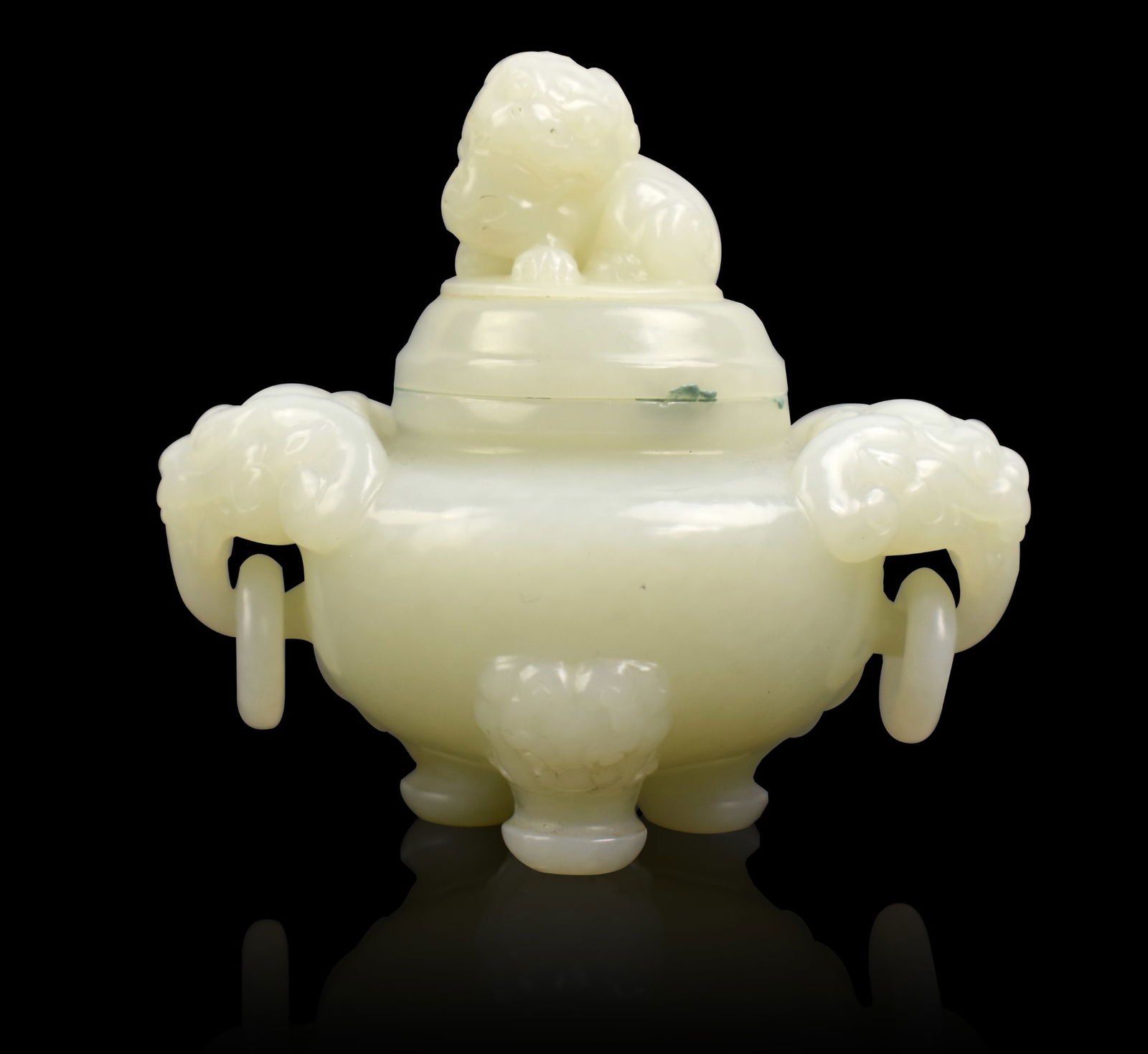 Chinese White Jade Carved Tripod Covered Censer (1 of 10)