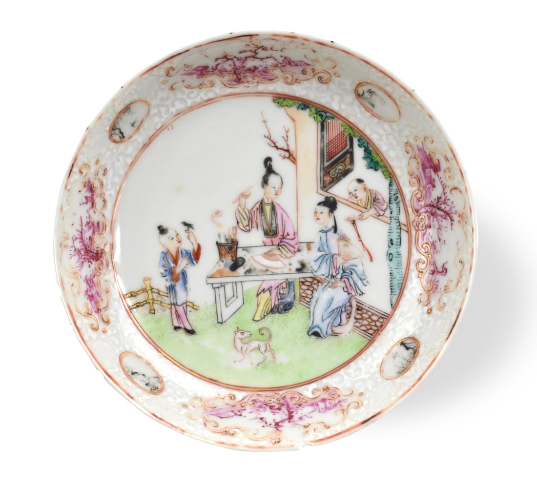 Chinese Export Famille Rose Figural Dish, 18th C. (1 of 5)