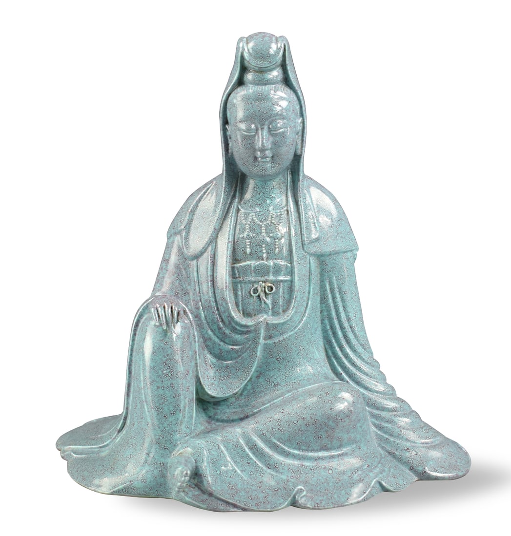 Large Chinese Robin Egg Glazed Guanyin, 19/20th C. (1 of 10)