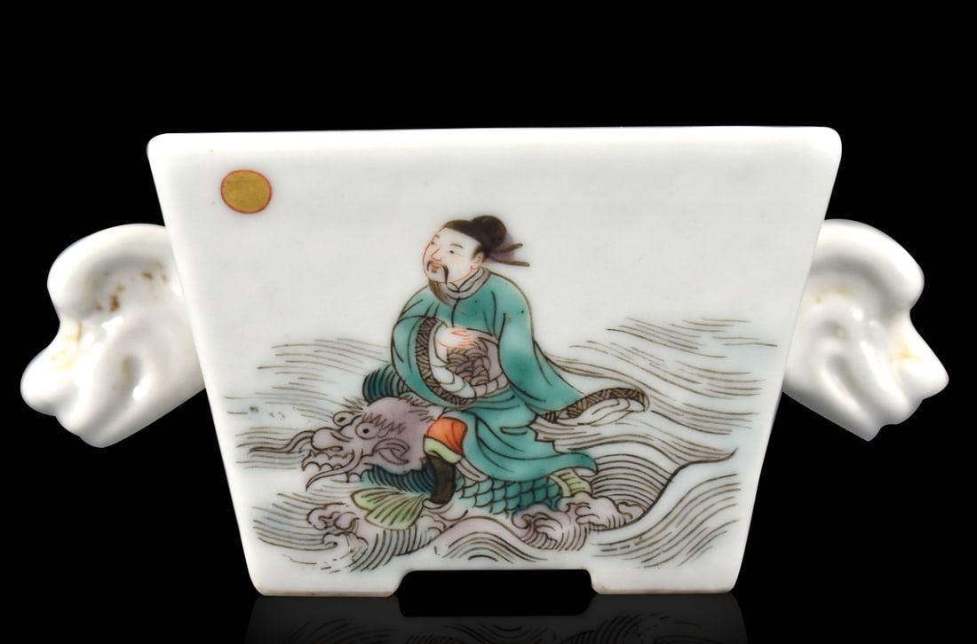 Chinese Famille Verte Square Cup, Qing Dynasty (1 of 8)