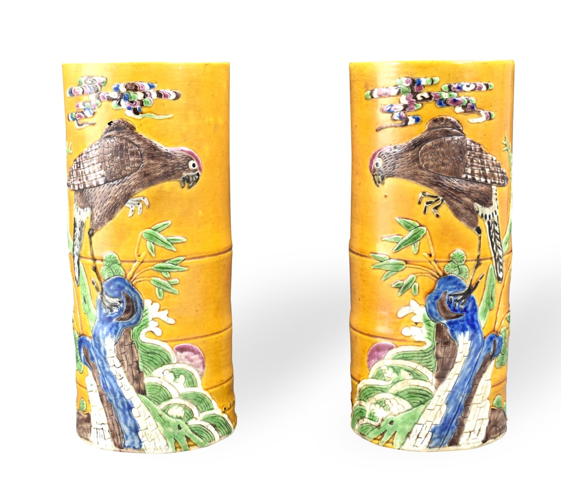 Pair of Chinese Sancai Glazed Hat Stand,19th C. (1 of 8)
