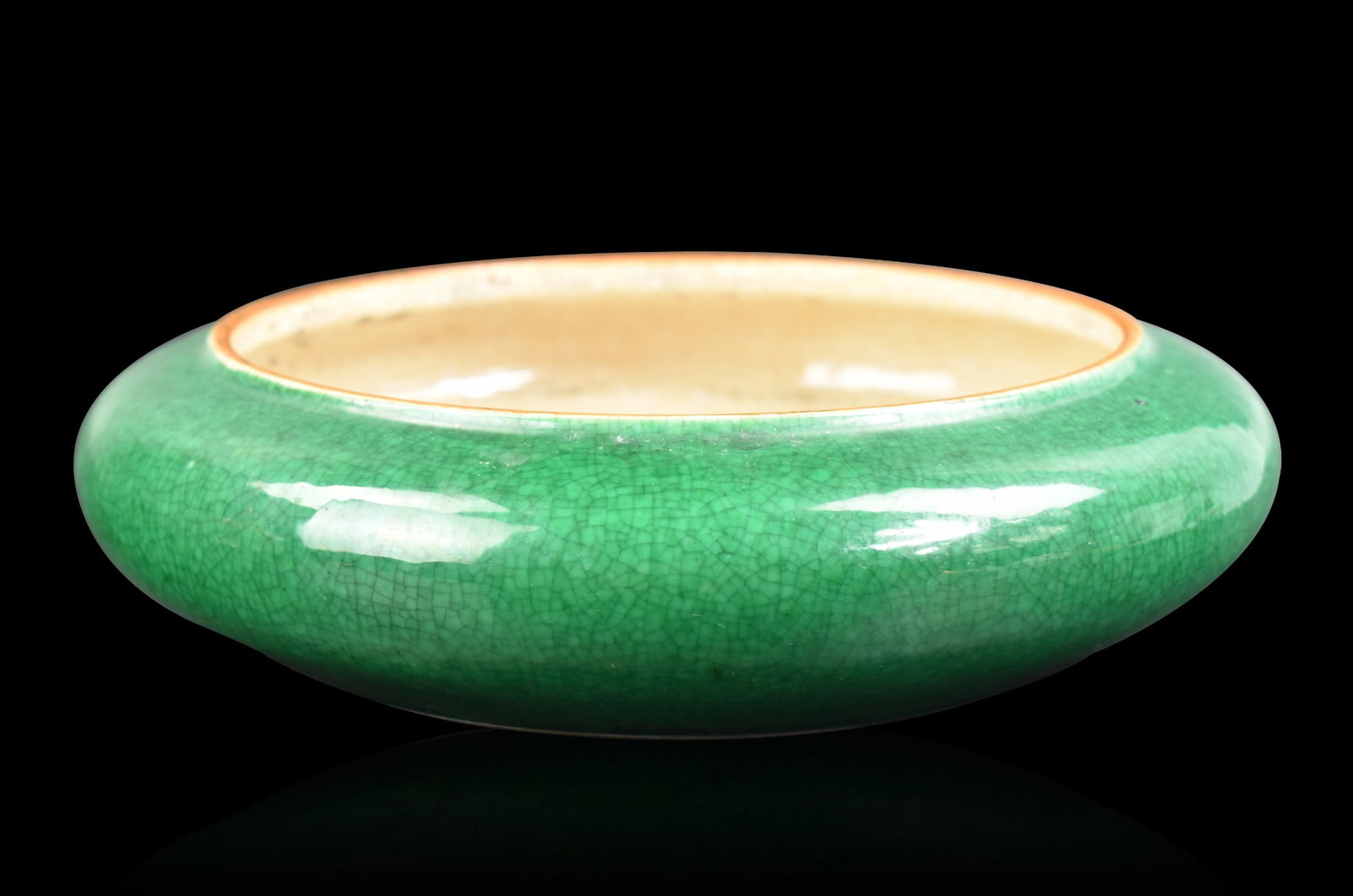 Large Chinese Ge Type Green Glazed Washer, 19th C (1 of 7)