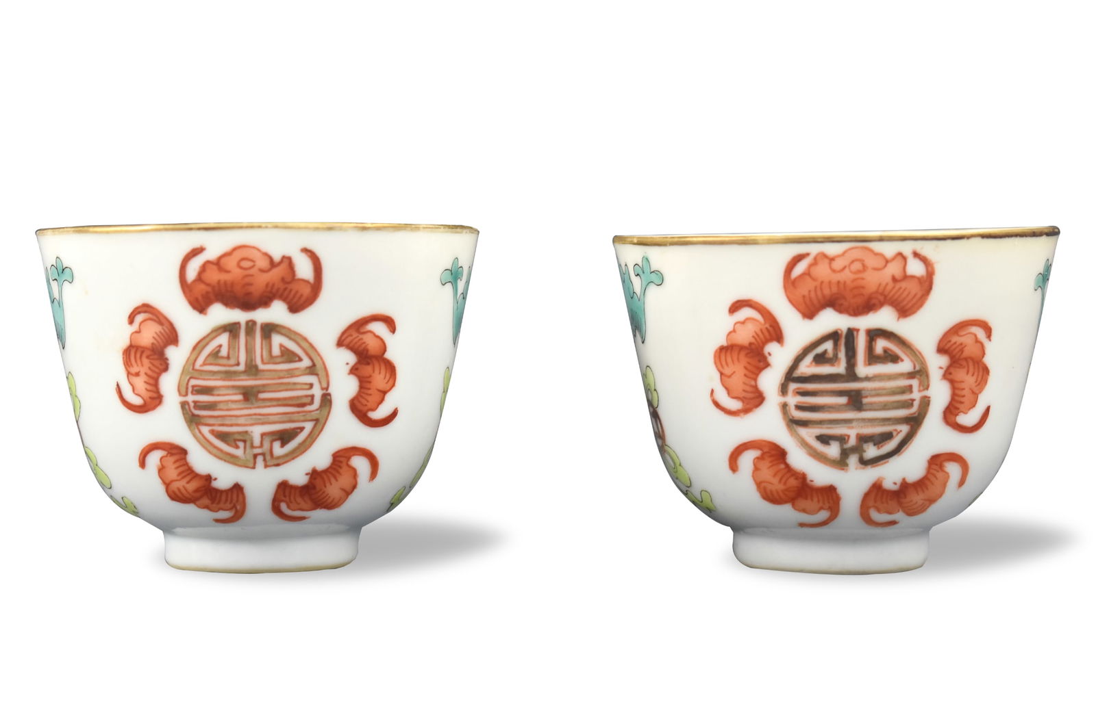 Pair of Chinese Famille Rose Bat Cups, 19th C. (1 of 11)