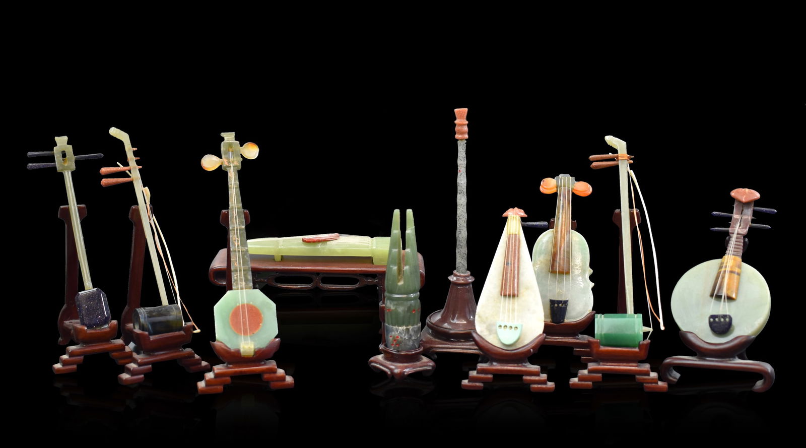 Group of 10 Miniature Jade Carved Instrument (1 of 15)