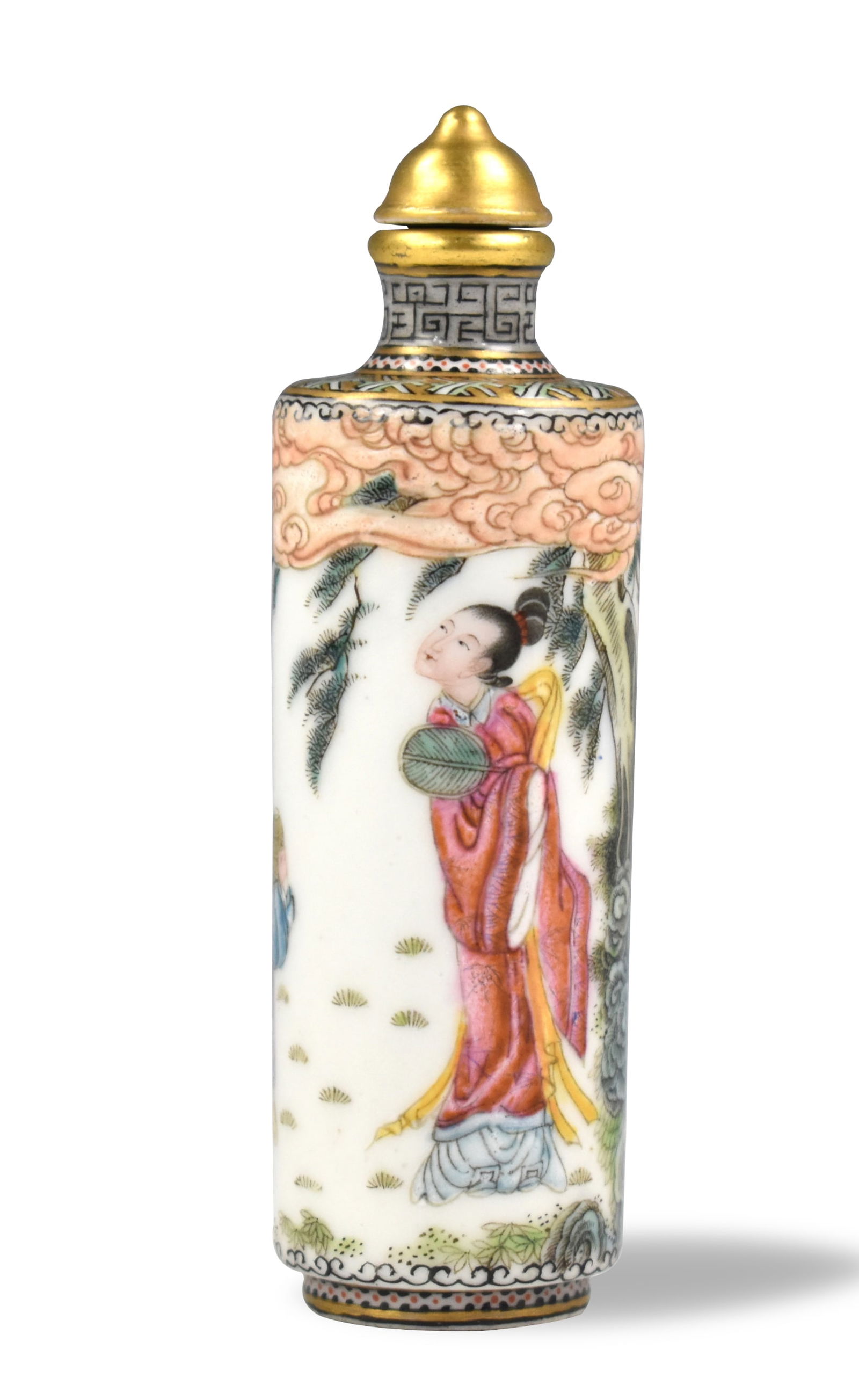 Chinese Famille Rose Snuff Bottle w/ Figure, ROC P (1 of 12)
