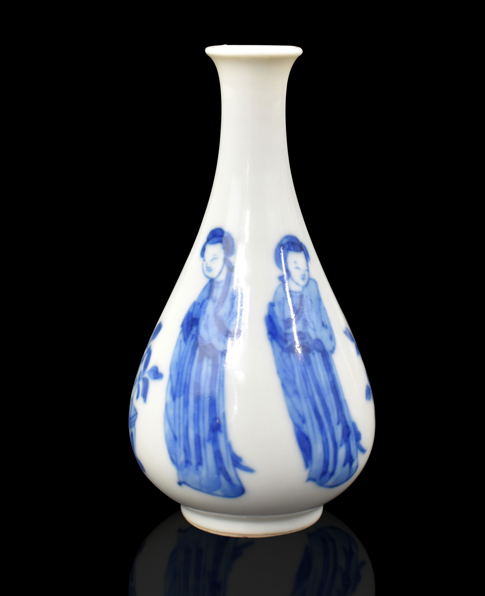 Chinese Blue & White Vase w/ Lady, Kangxi Period (1 of 9)