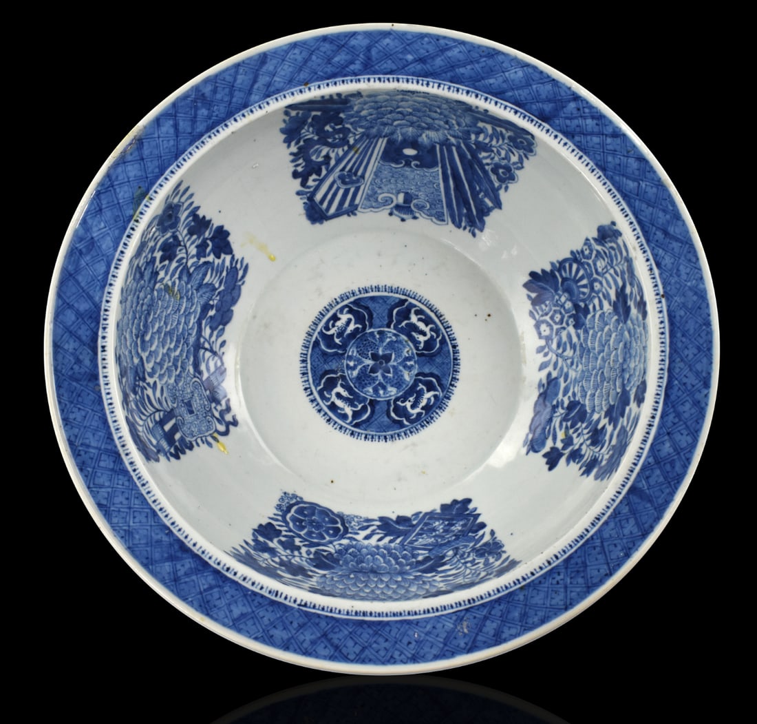 Large Chinese Blue & White Basin, 18th C. (1 of 12)