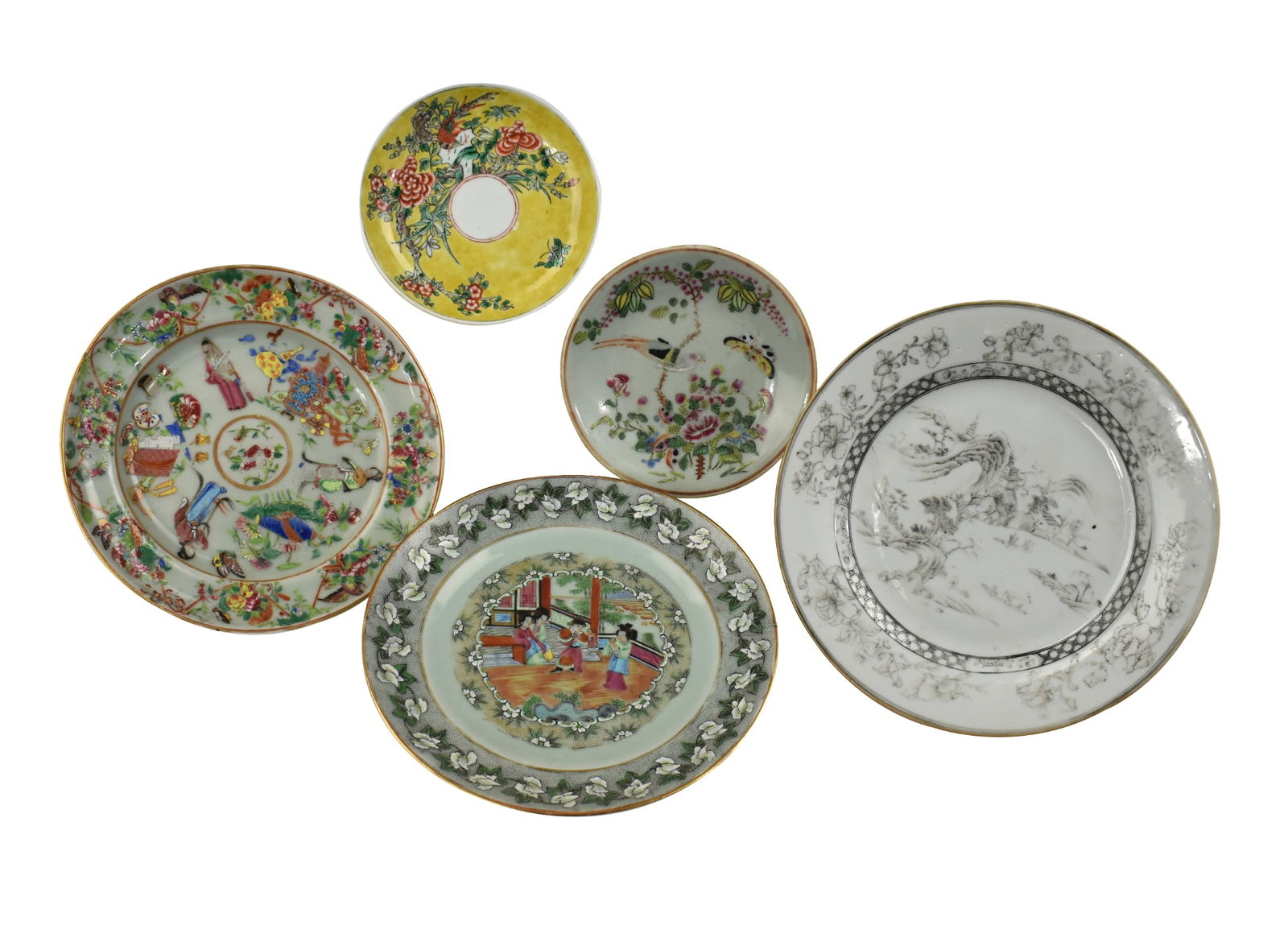 Group of 5 Chinese Export Plates, 18-19th C. (1 of 5)