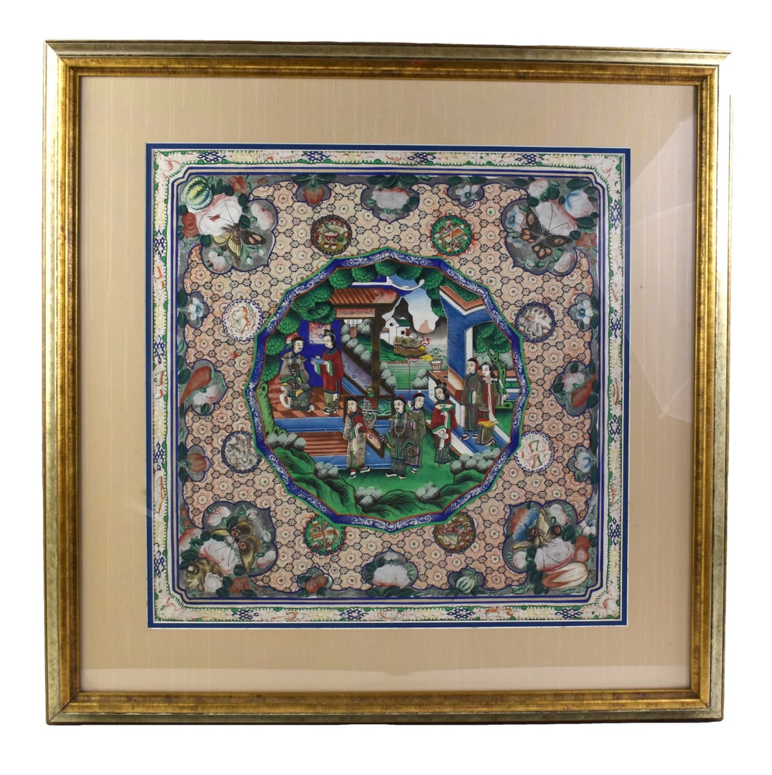 Framed Chinese Canton Embroidery &Painting,Qing D. (1 of 6)