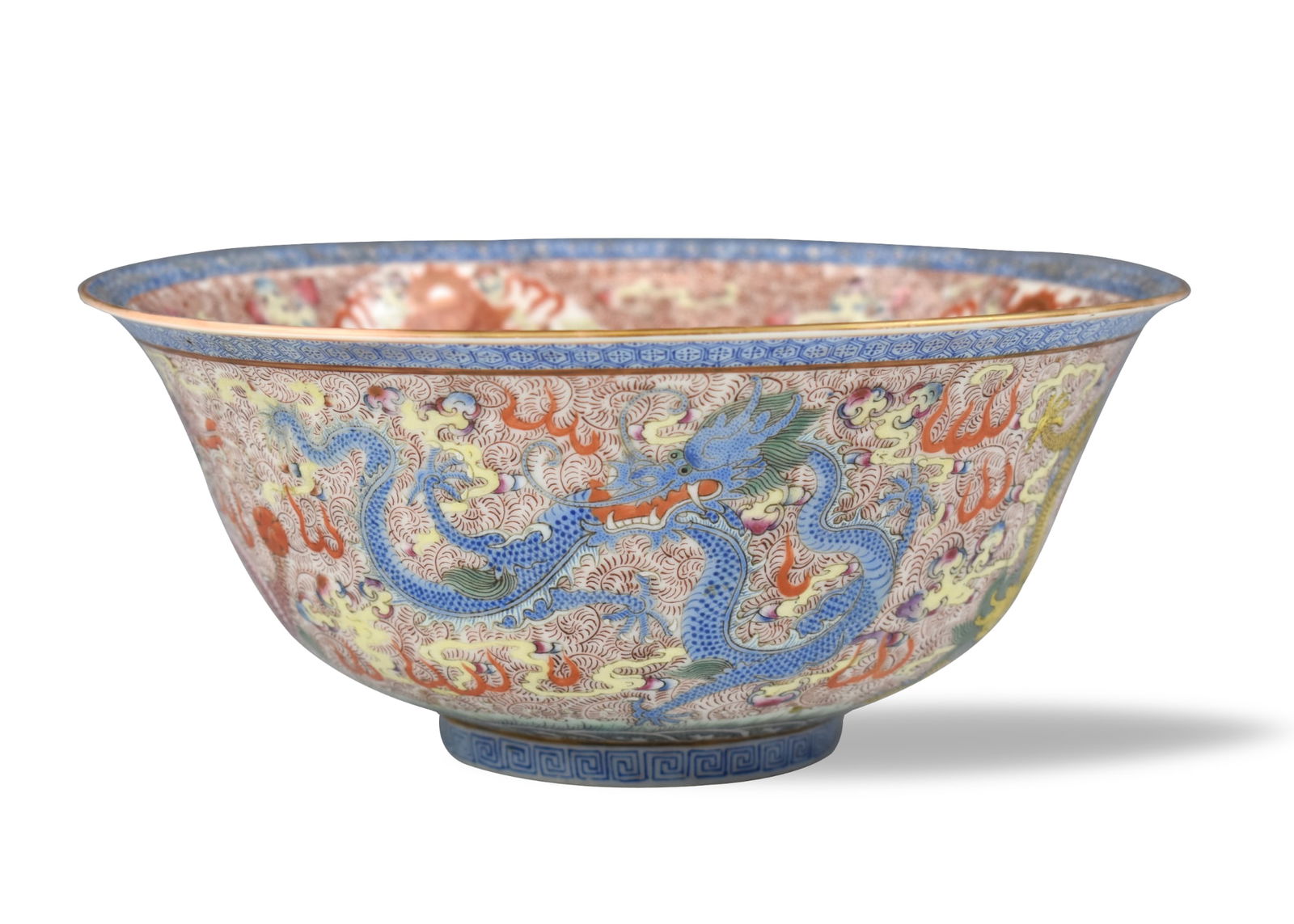 Large Chinese Famille Rose Dragon Bowl, 19/20th C. (1 of 8)