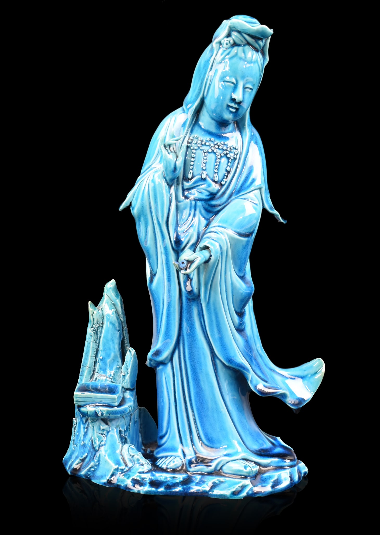 Large Chinese Peacock Glazed Guanyin Figure,ROC P. (1 of 9)