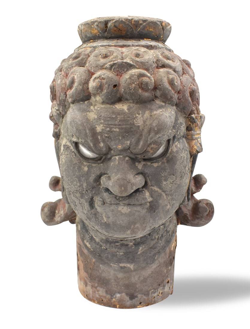 Japanese Wood Carved Head of Vajra Warrior,Edo P. (1 of 9)