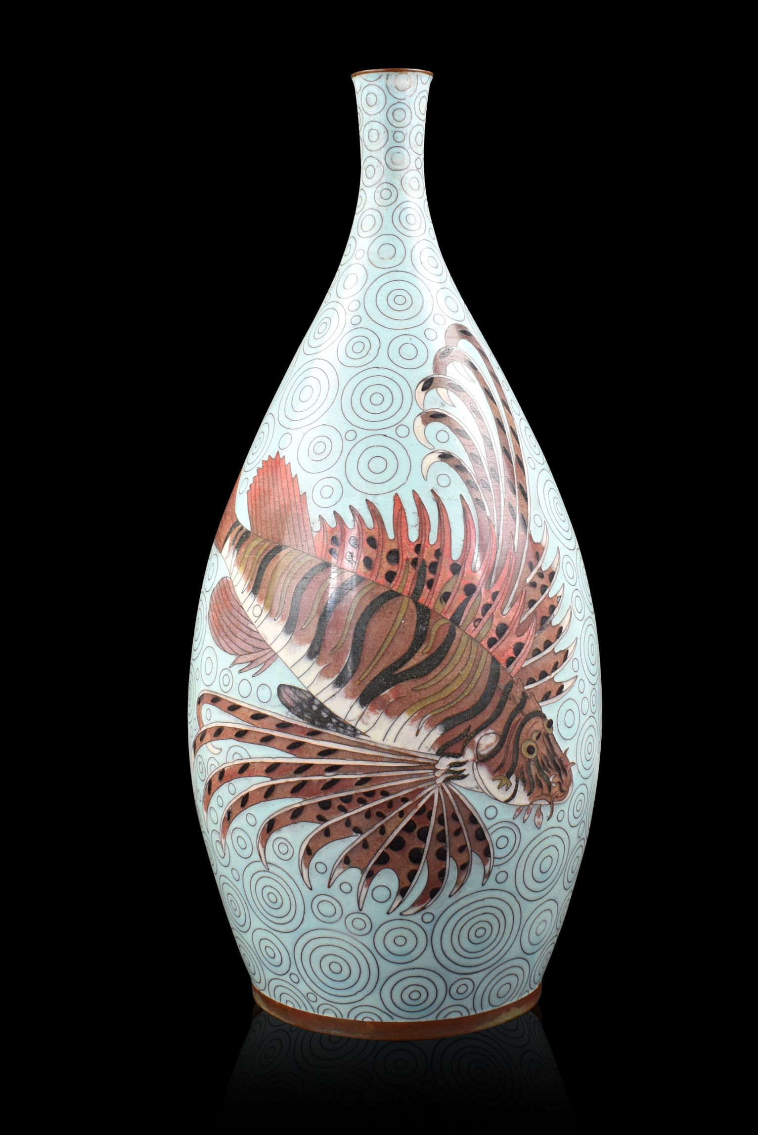 Large Japanese Cloisonne"Flying Fish"Vase,Meiji Pe (1 of 7)