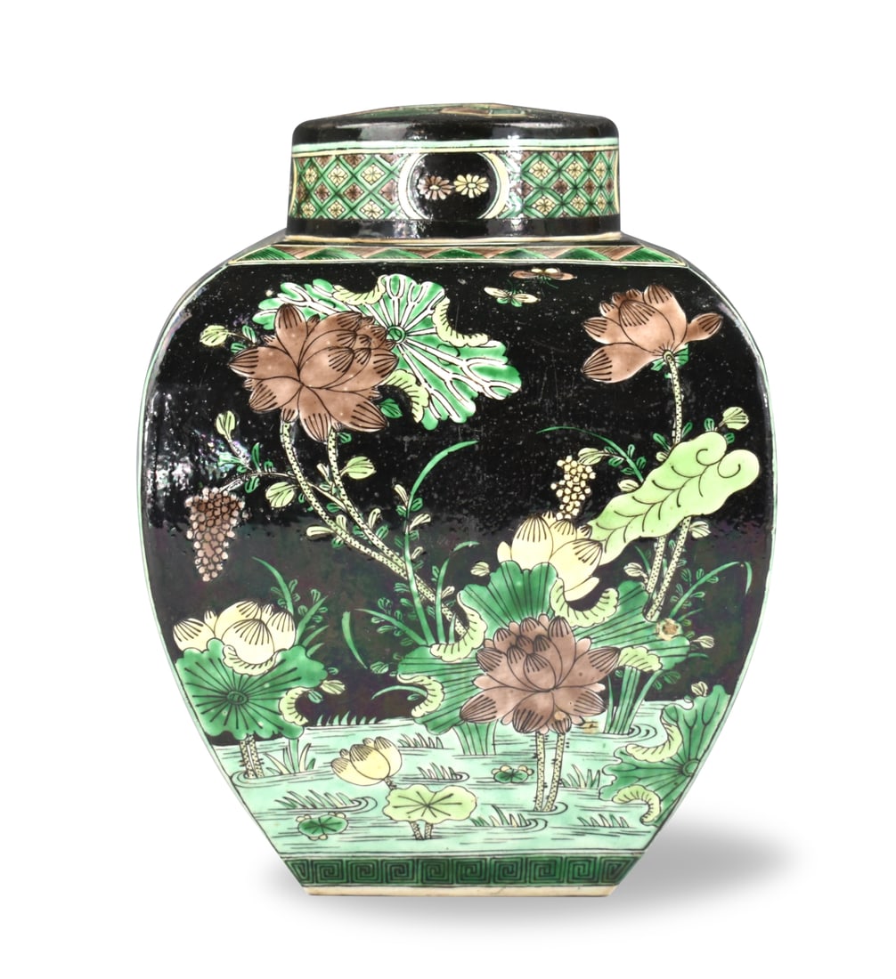 Chinese Famille Noire Covered Jar, 19th C. (1 of 17)