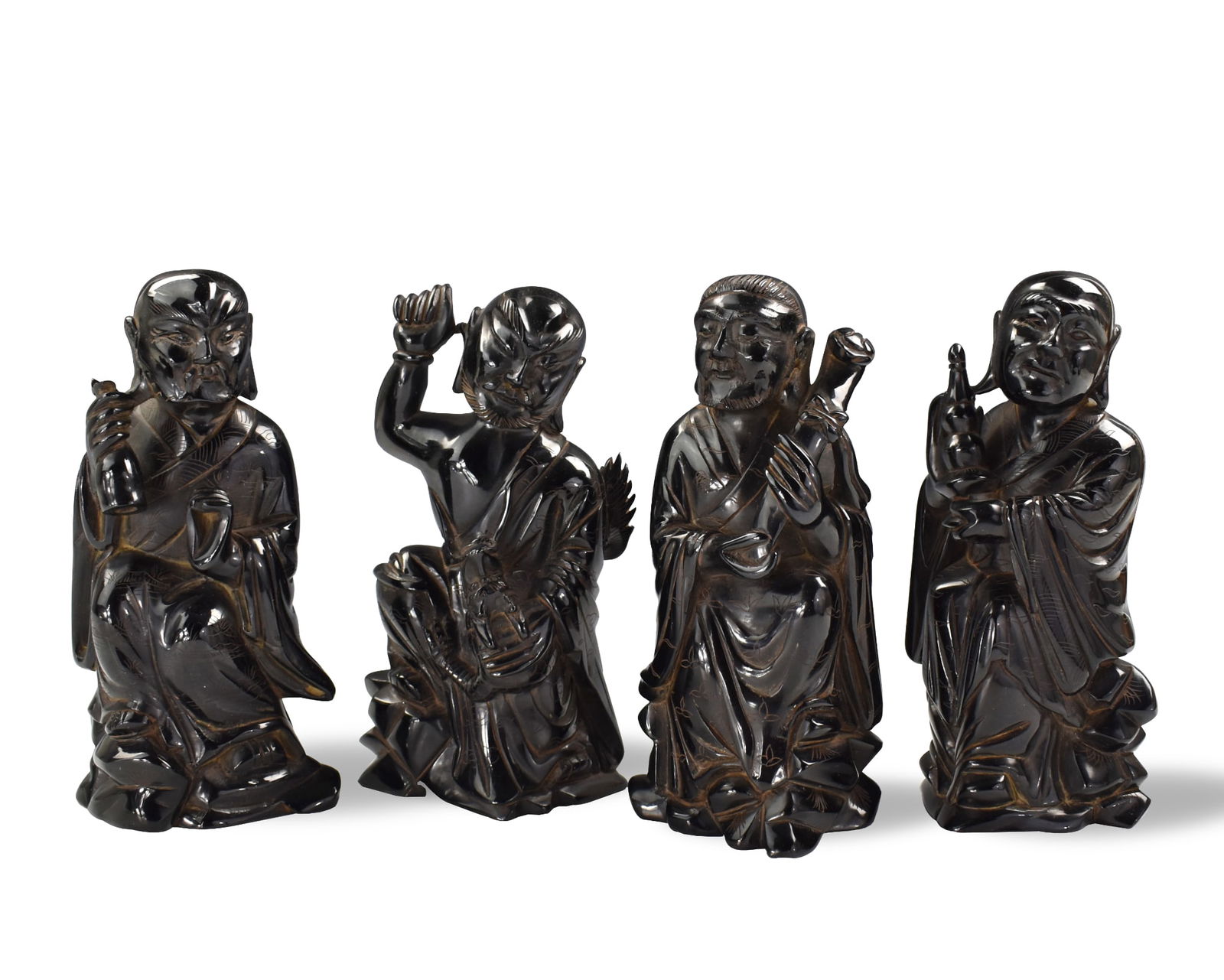 Group 4 Chinese Cherry Amber Carved Luohan Figure (1 of 7)