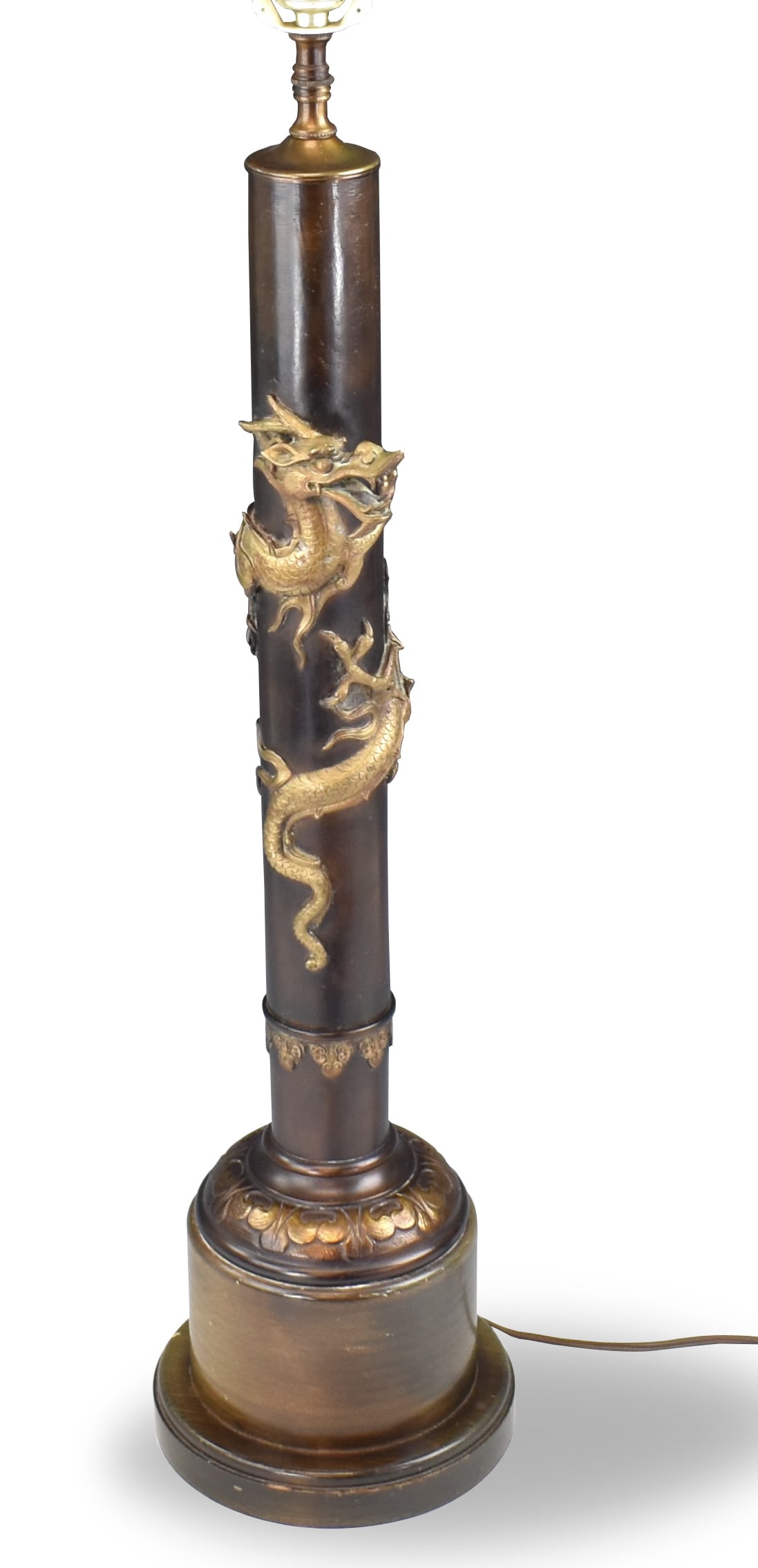 Japanese Bronze Lamp w/ Dragon, Meiji Period (1 of 14)