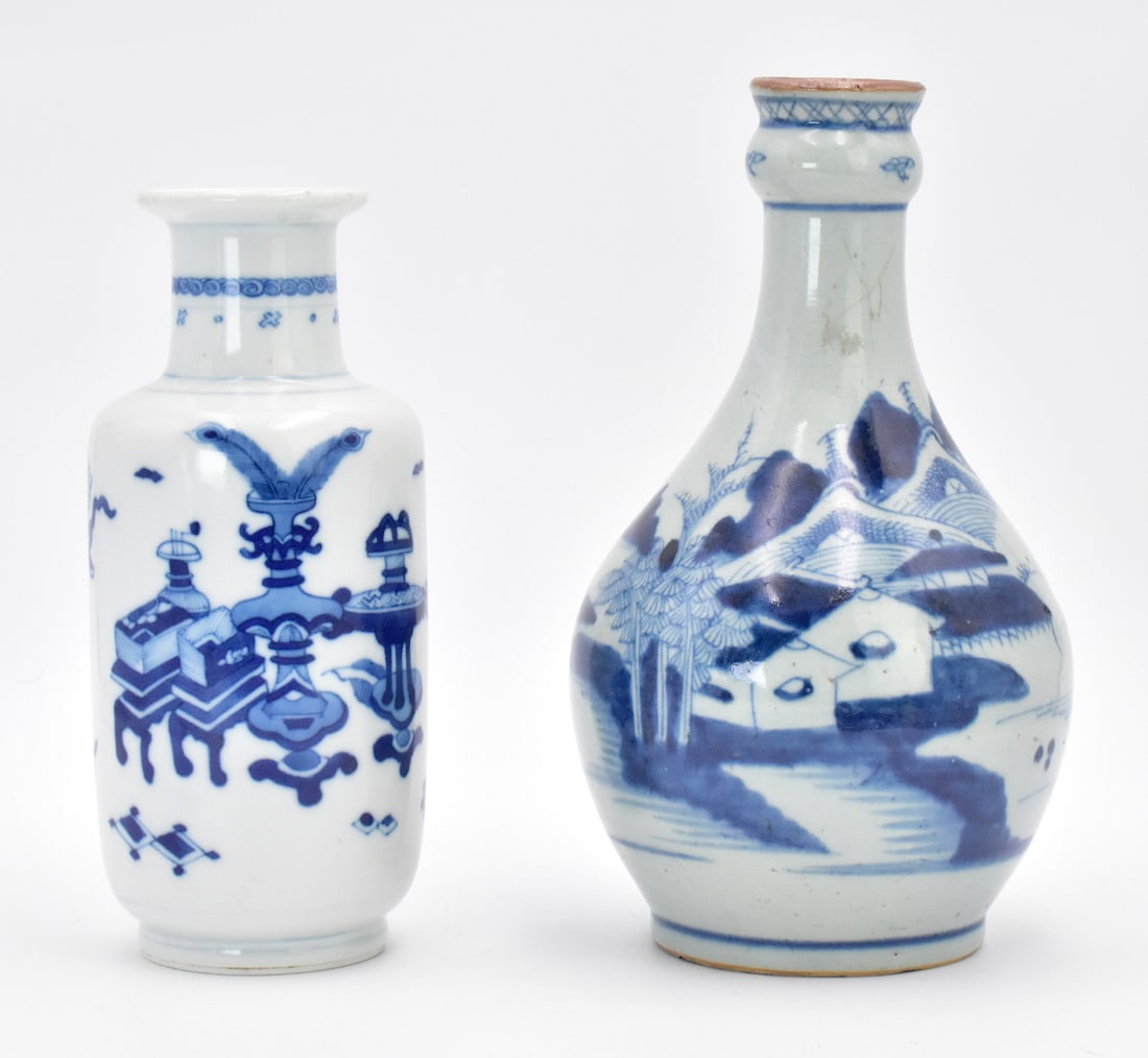 2 Chinese Blue & White Vase, 18/19th C. (1 of 13)