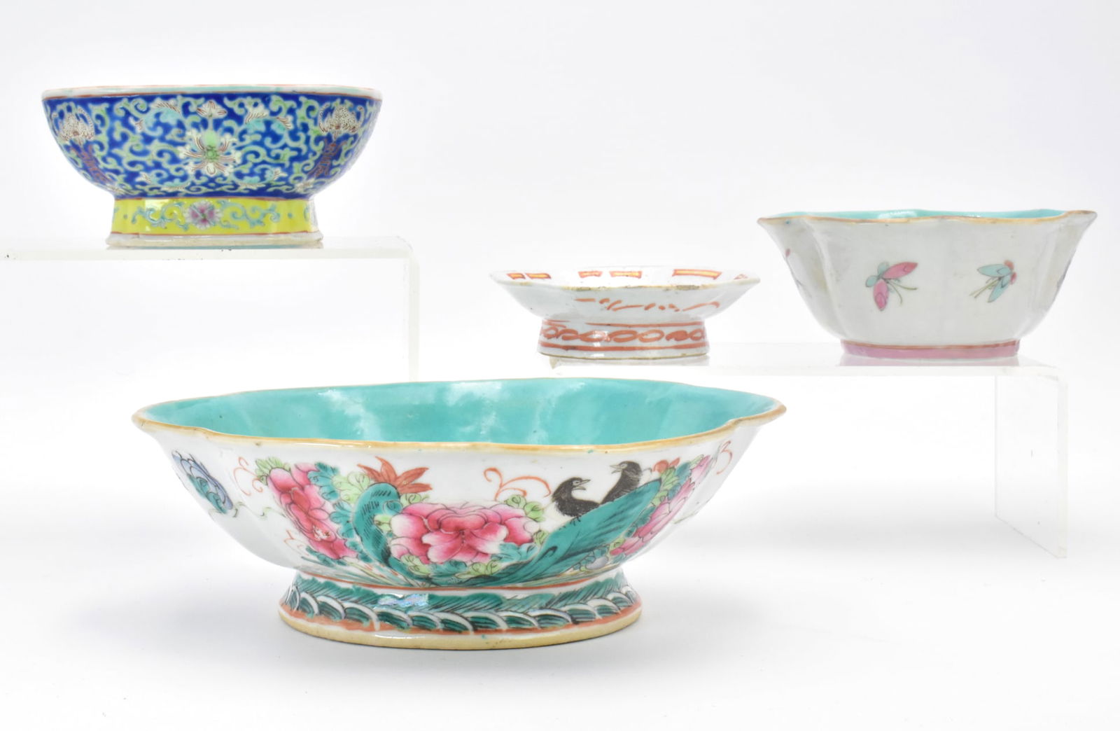 4 Chinese Famille Rose Stem Bowl & Plate,19th C. (1 of 14)