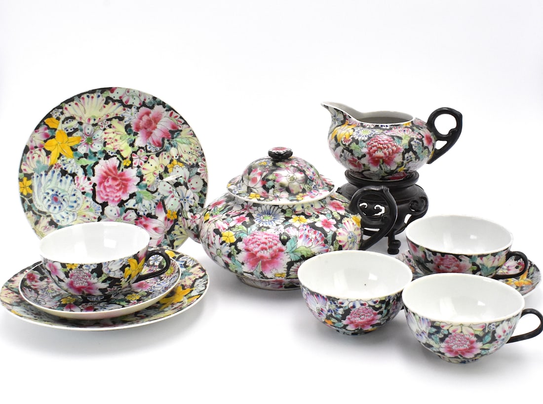 Group of 10 Chinese Milifloral Tea Set, ROC Period (1 of 19)