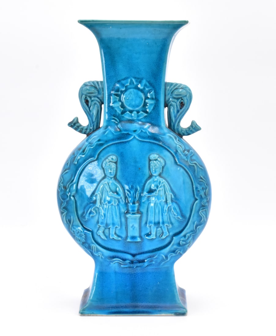 Chinese Peacock Glazed Figural Vase, ROC Period (1 of 11)