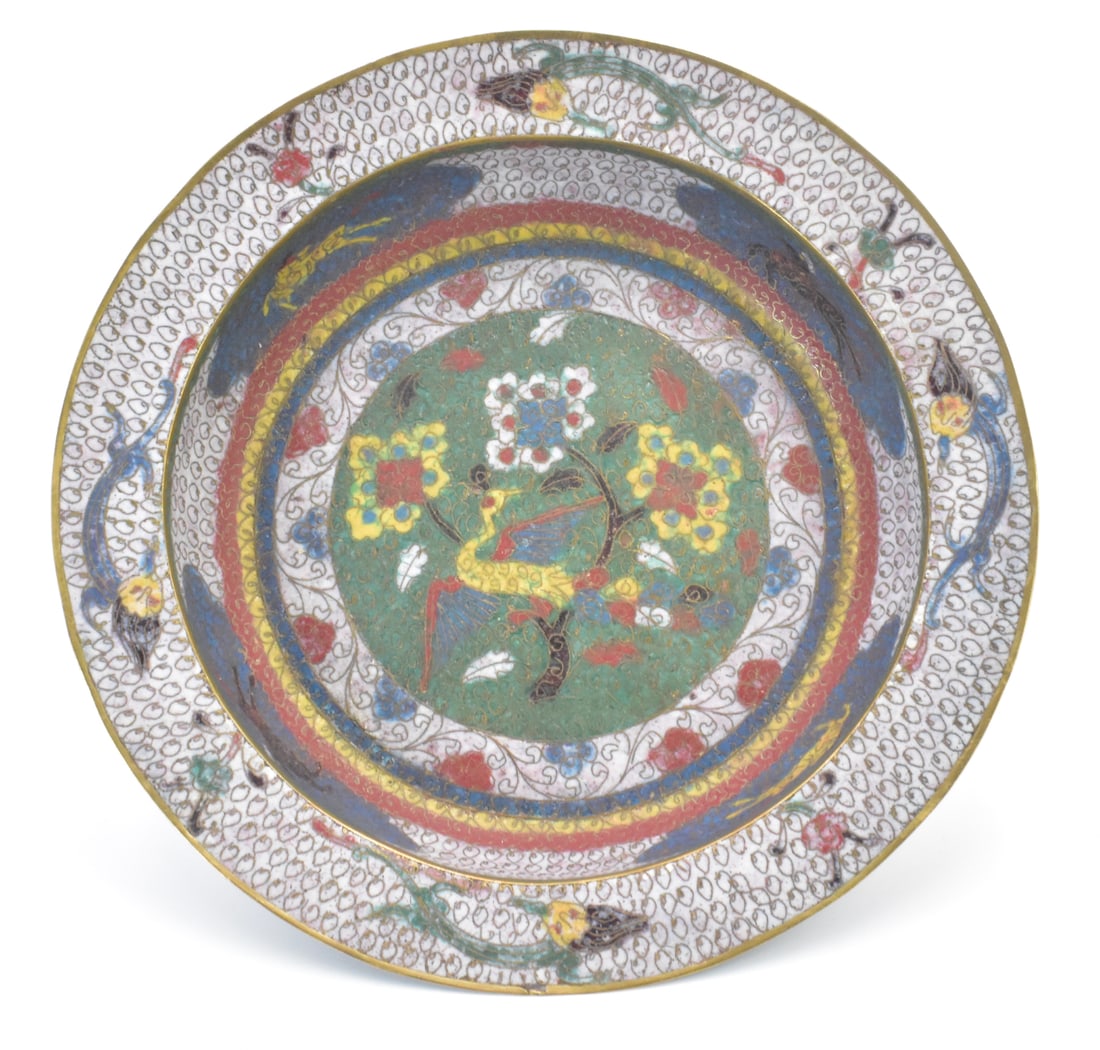 Chinese Cloisonne Basin w/ Phoenix, 17/18th C. (1 of 13)