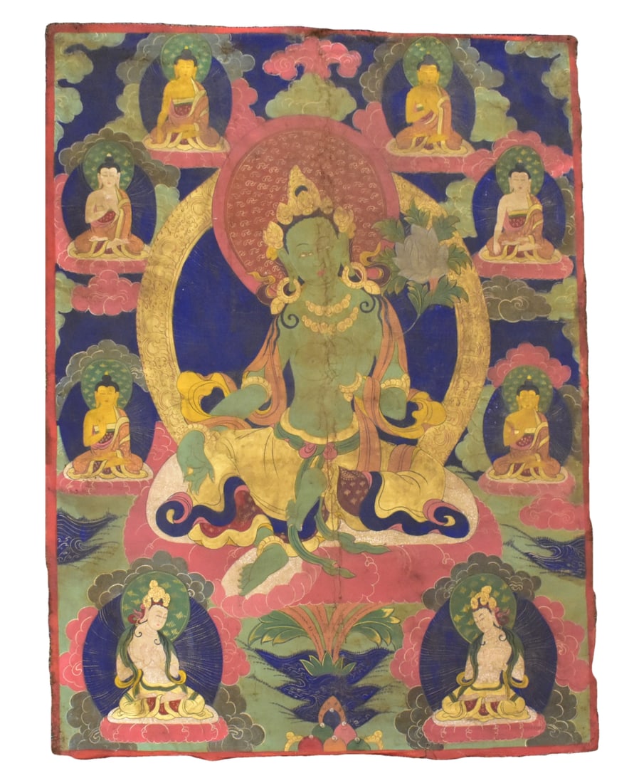 Large Tibetan Thangka depicting Sitatara,18/19th C (1 of 12)