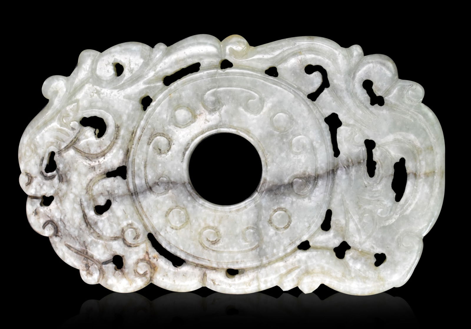 Chinese Jade Carved Plaque w/ Dragon, Ming Dynasty (1 of 6)