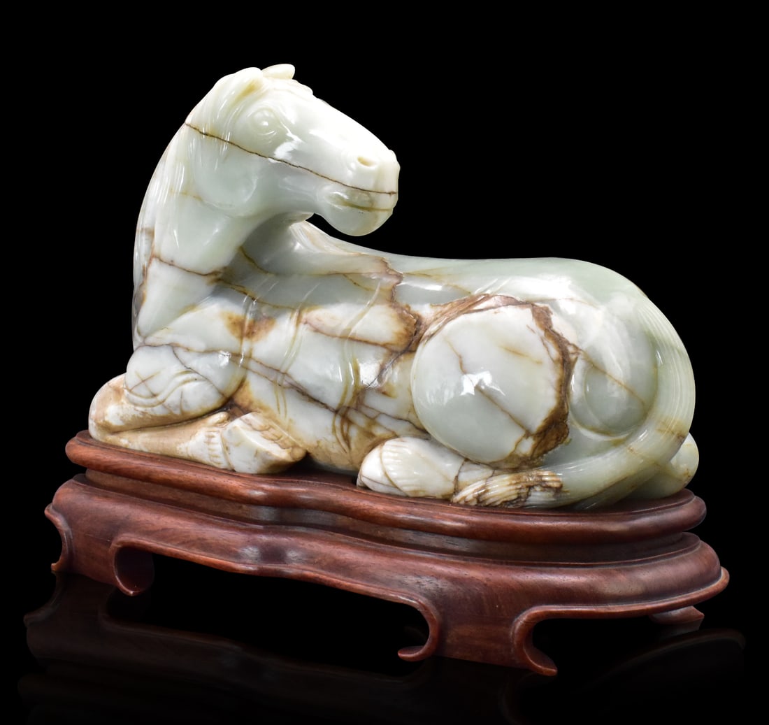 Large Chinese Jade Carved Horse Figure on Stand (1 of 13)