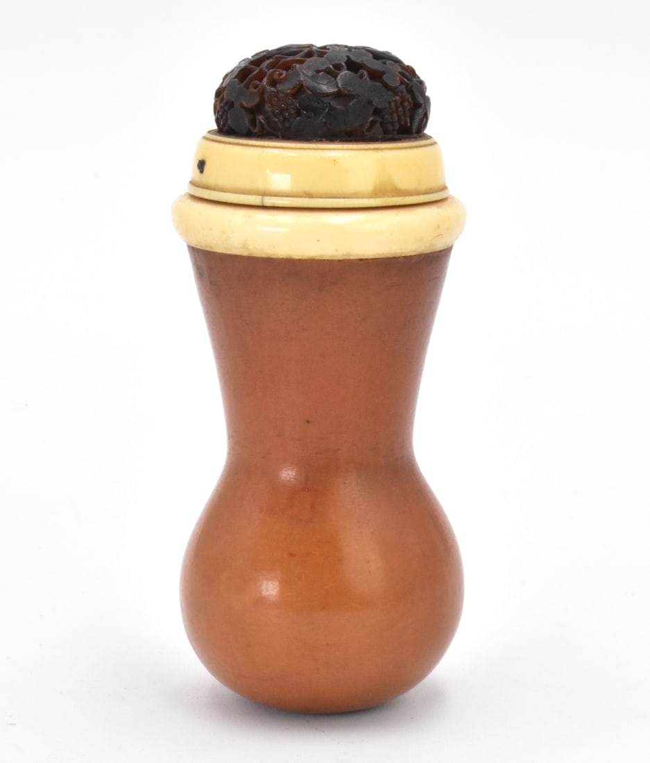 Chinese Gourd Carved Cricket Cage w/ Cover,19th C. (1 of 7)