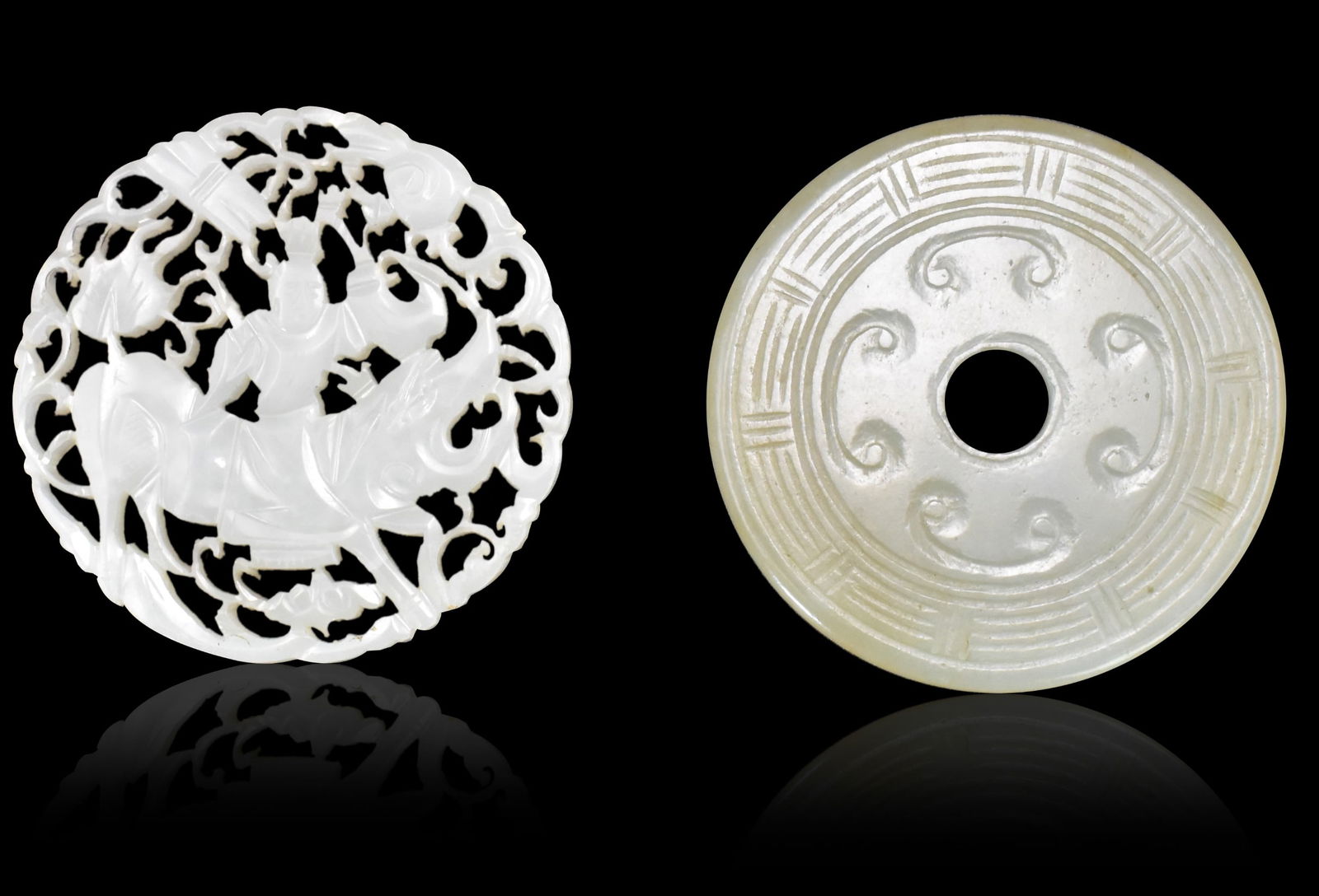 Two Chinese Jade Carved Plaque, 19th C. (1 of 9)