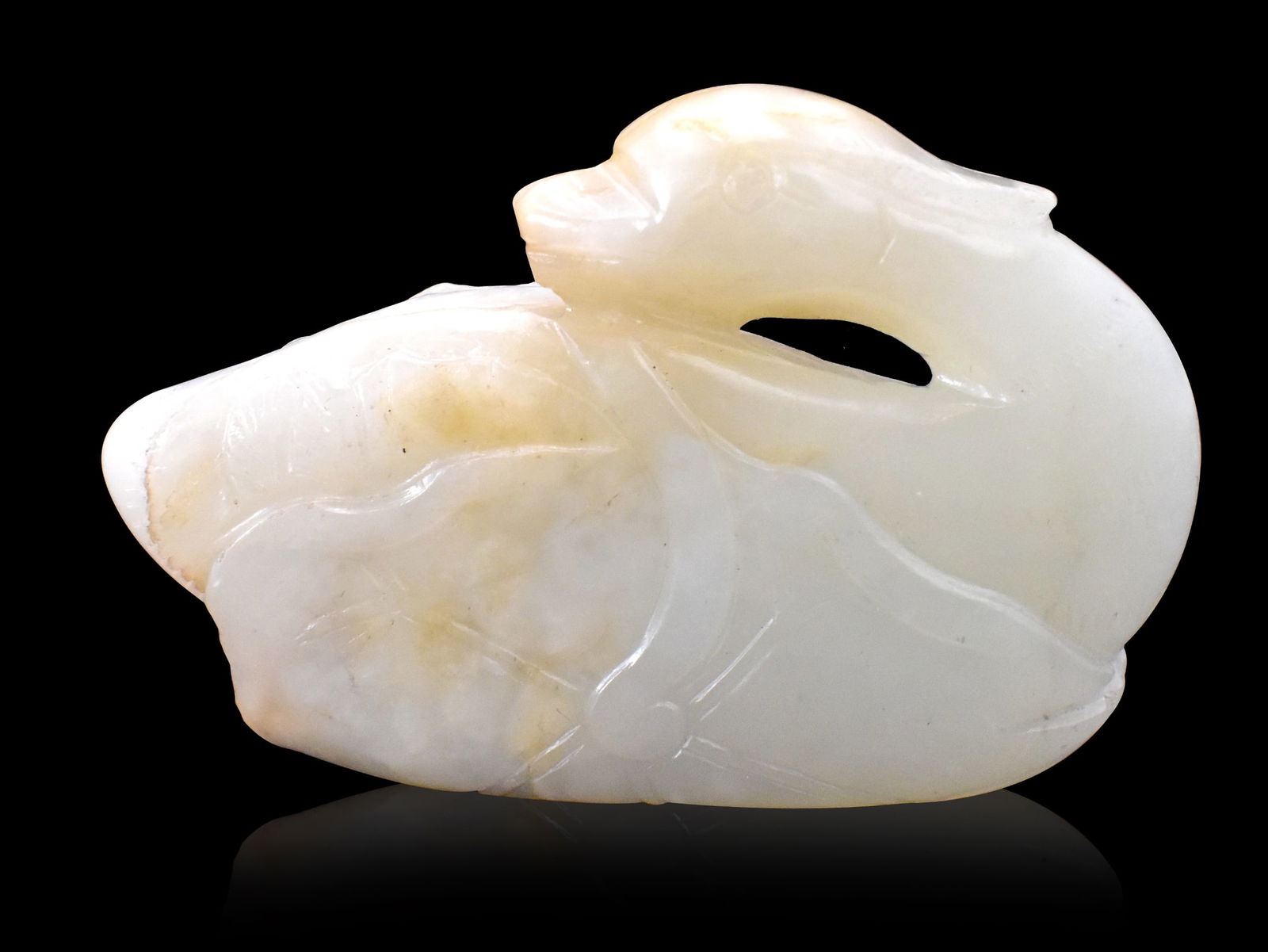 Chinese Jade Carved Mandarin Duck, 19th C. (1 of 8)
