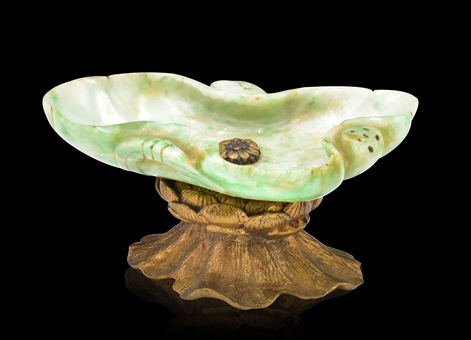 Chinese Jadeite Carved Lotus Washer,19th C. (1 of 13)