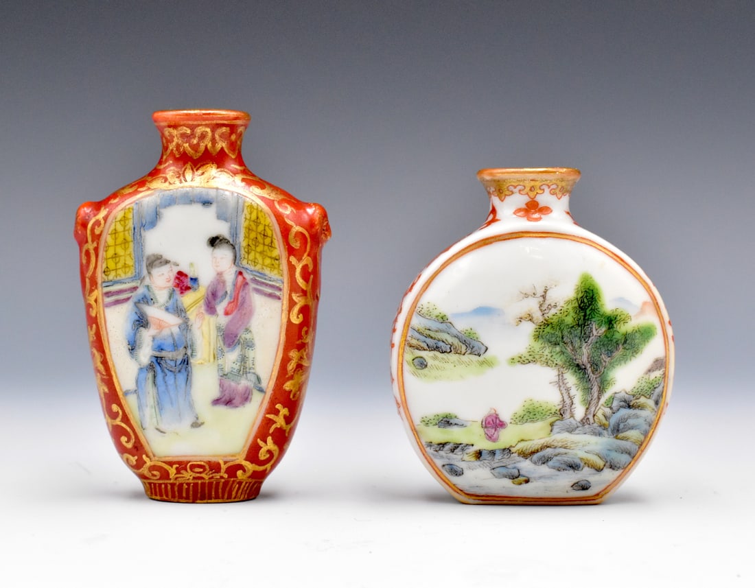 2 Chinese Famille Rose Snuff Bottle,Qing Dynasty (1 of 6)