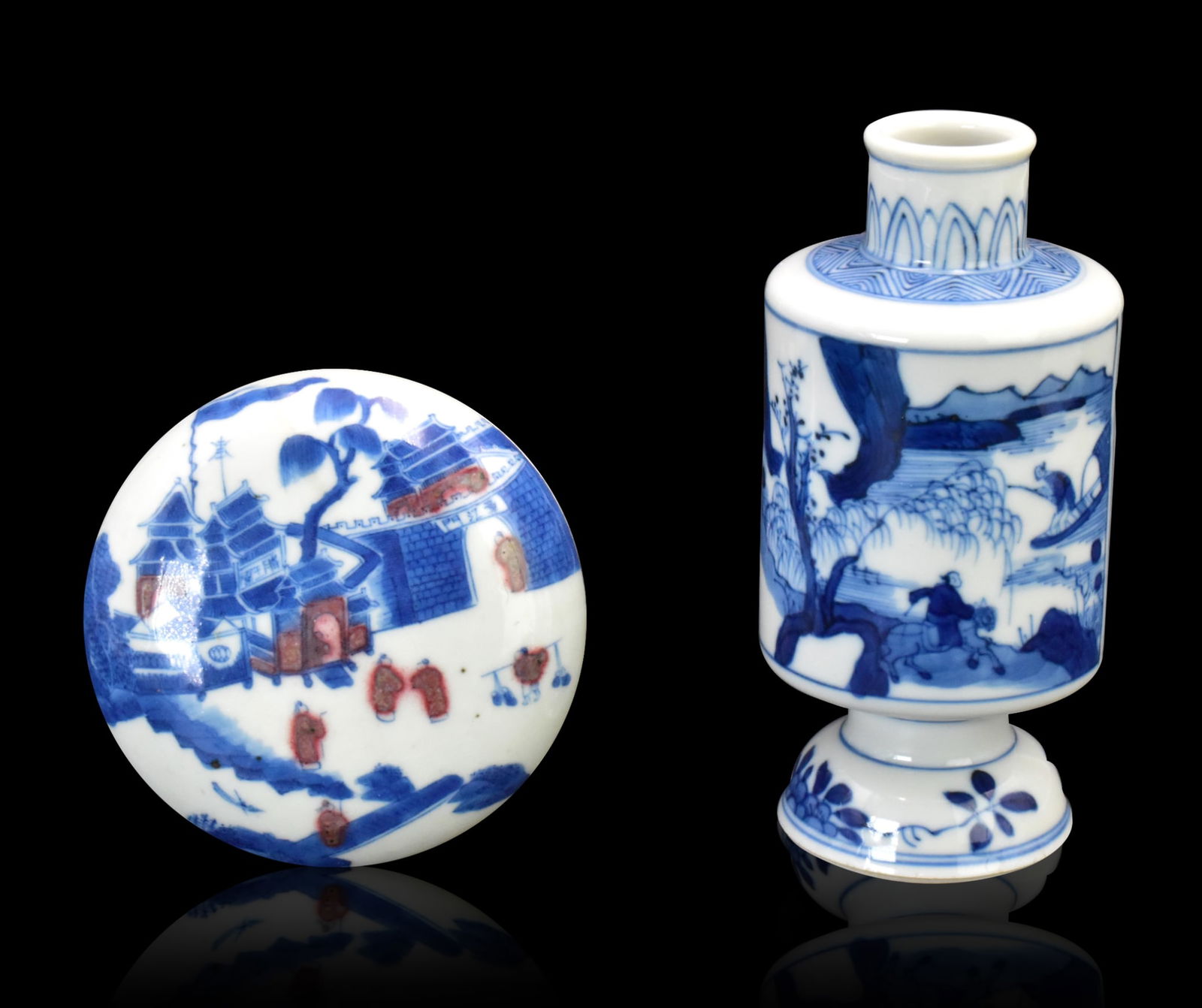 Chinese Blue & Copper Red Seal Box & Vase,Qing D. (1 of 19)