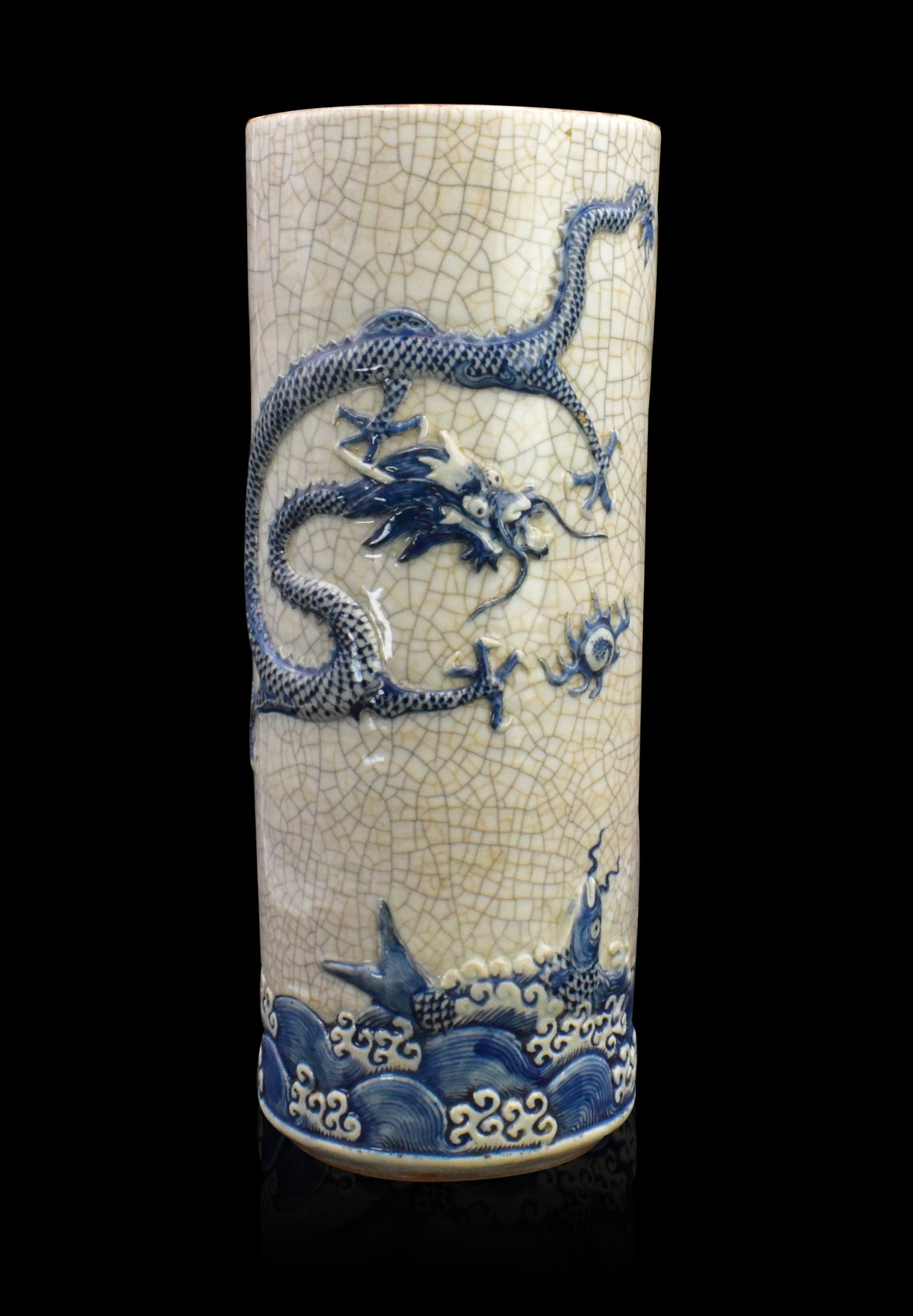 Large Chinese Ge Glazed Dragon Arrow Stand,19th C. (1 of 13)