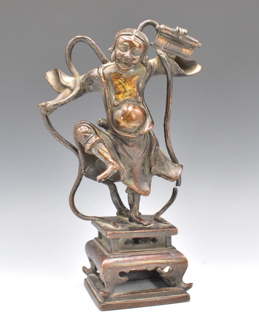 Chinese Bronze Cast "Liu Hai" Figure, Ming Dynasty (1 of 13)