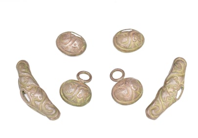 Group of 6 Silver Incised Ornament, Han Dynasty